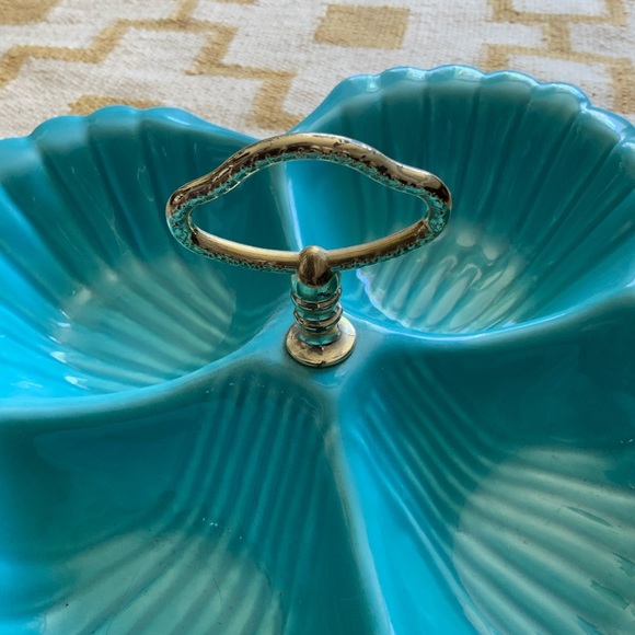 Vintage Turquoise Shell Bowl CA Pottery Large MCM - Picture 3 of 6